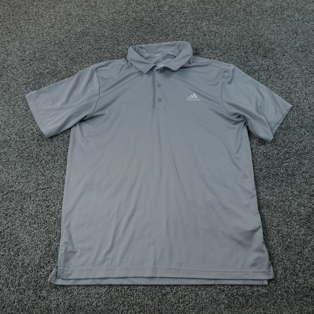 Adidas Polo Shirt Mens M Gray Golf Performance Stretch Short Sleeve Preppy Top